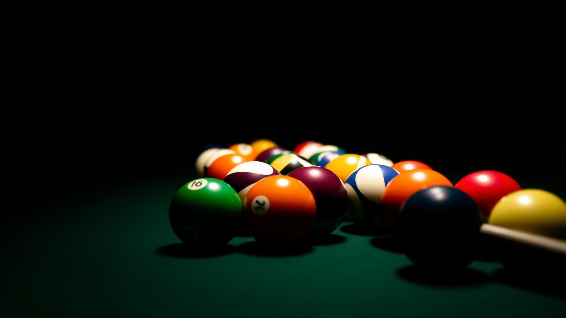 Pool balls on a dark table